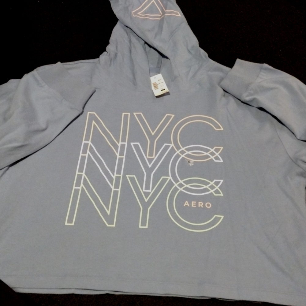 Cropped hoodie Xl blue grey color women